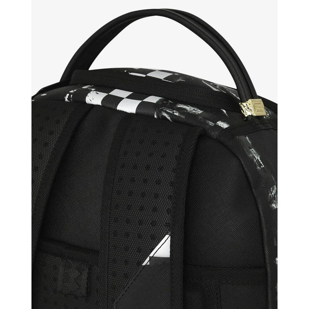 Sprayground Painted Over Check Backpack Unisex Black Adjustable Strap SPR252